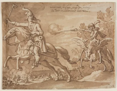 Death on Horseback Chasing a Flying Knight — Sebastiaen Vrancx