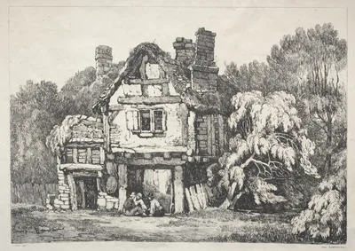 A Series of Ancient Buildings and Rural Cottages in the North of England:  Near Ashbourn — Samuel Prout