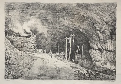 A Series of Ancient Buildings and Rural Cottages in the North of England:  Peak Cavern — Samuel Prout