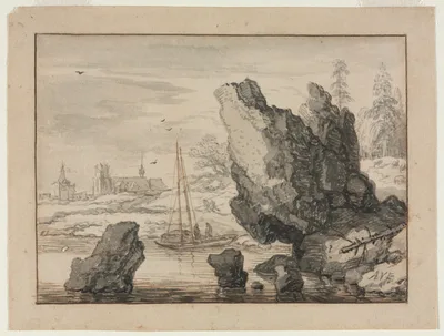 A Rocky Cove with Fishing Boats — Allaert van Everdingen