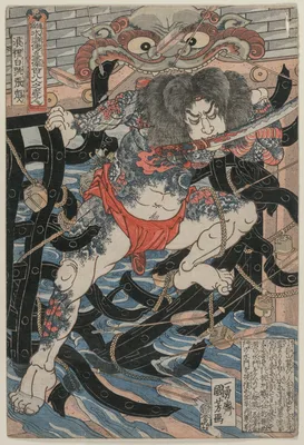 Rori Hakucho Chojun (from the series 108 Heroes of the Novel Shui Hu Chuan) — Kuniyoshi Utagawa
