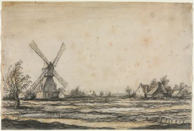 Landscape with a Windmill near a Farmstead — Aelbert Cuyp