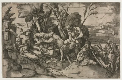 Jupiter Suckled by the Goat Amalthea — Giulio Bonasone