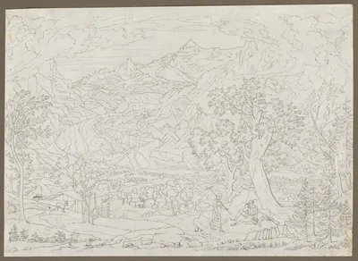 The Grindelwald Glacier with Hunter and Peasant Girl in Foreground — Joseph Anton Koch