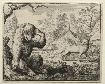 Reynard the Fox:  Reynard Chides the Injured Bear — Allaert van Everdingen