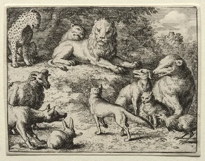 Reynard the Fox:  Reynard Appears at Court — Allaert van Everdingen
