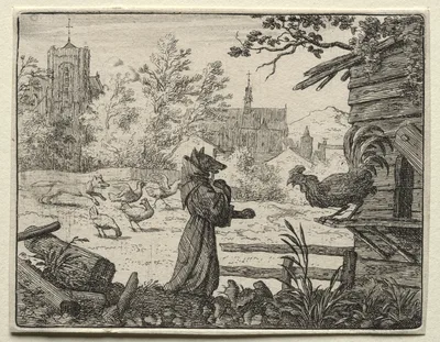 Reynard the Fox:  Reynard Disguised as a Monk — Allaert van Everdingen