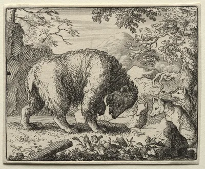 Reynard the Fox:  Reynard Promises Honey to the Bear — Allaert van Everdingen