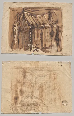 Tent (recto); Two Sketches (verso) — Josef Platzer