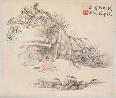 Album of Landscape Paintings Illustrating Old Poems: Listening to the Qin — Hua Yan