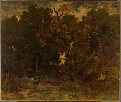 Leaving the Forest, Fontainebleau: Setting Sun — Théodore Rousseau