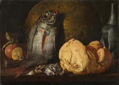 Still Life with Fish, Bread, and Kettle — Luis Egidio Meléndez