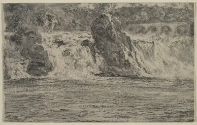 Falls of the Rhine at Schaffhausen (Rheinfall von Schaffhausen) — Adolph von Menzel