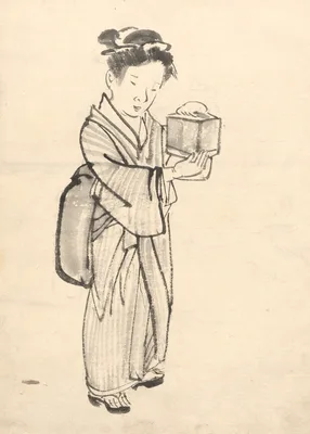 Girl Holding a Cricket Cage — Kōno Bairei