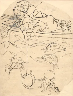 Daikoku and Ebisu, Two of the Seven Gods of Happiness — Kuniyoshi Utagawa