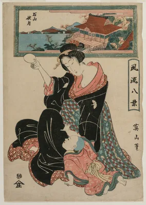 Autumn Moon at the Temple Ishiyamadera from the series Fashionable Eight Views — Kikukawa Eizan