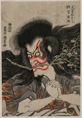 Ichikawa Danjuro VII as Kan Shojo in the Mt. Tenpai Scene, from the series Famous Kabuki Plays — Utagawa Toyokuni III