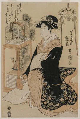 Hinazura of Chōjiya from the series Beauties as the Seven Komachi — Utagawa Toyokuni I