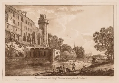 Views of Warwick Castle:  Caesar's ower and Part of Warwick Castle from the Island — Paul Sandby