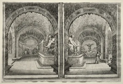 Views of the Villa of Pratolino:  Two Views of the Grotto — Stefano della Bella