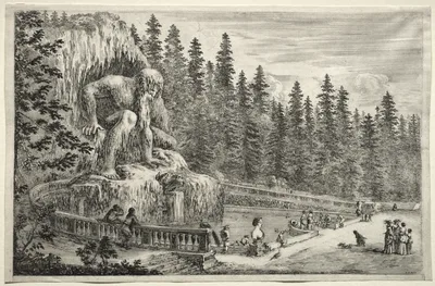 Views of the Villa of Pratolino:  Colossal Statue of the Apennines — Stefano della Bella