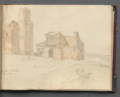 Album with Views of Rome and Surroundings, Landscape Studies, page 41a: "St. Pietro, Toscanella" — Franz Nadorp