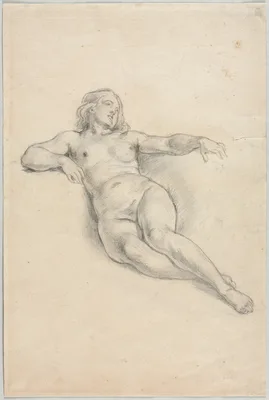 Reclining Female Nude (recto) — Anonymous