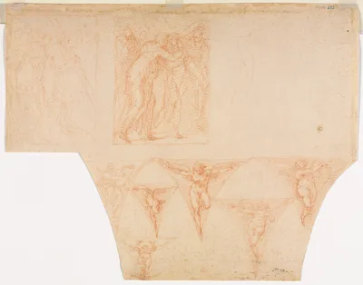 Studies for Christ Meeting His Mother on the Road to Calvary, Studies of an Angel in a Pendentive (verso) — Cristoforo Roncalli