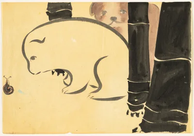 Flowers of a Hundred Worlds (Momoyogusa): Puppies (Enokoro) — Kamisaka Sekka