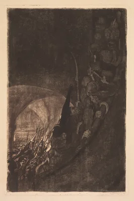 Peasants' War:  Arming in a Vault — Käthe Kollwitz