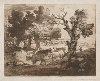 Wooded Landscape with Herdsman and Cows — Thomas Gainsborough