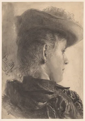 Bust of a Woman, Seen from Behind — Adolph von Menzel