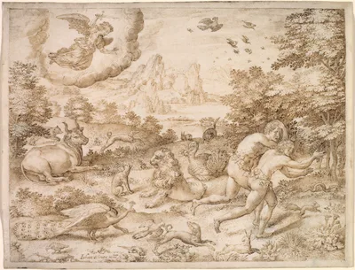 The Expulsion from Paradise — Johannes Wierix
