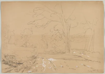 Landscape with Man Fishing, Conway, New Hampshire — David Johnson