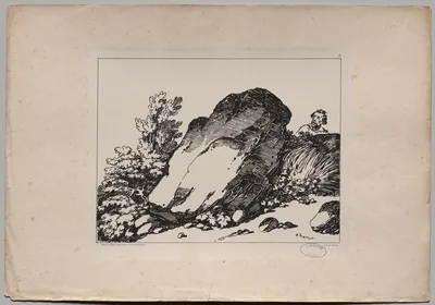 Landscape with Large Rock — Nicolas Toussaint Charlet
