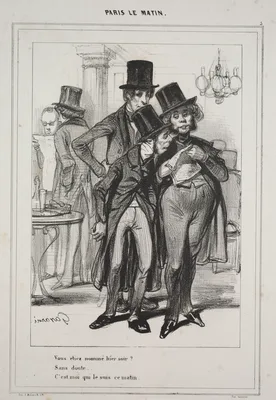 "Vous étiez nommé hier soir?...," from the series Paris Le Matin — Paul Gavarni