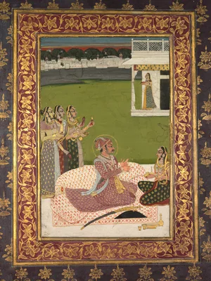 Portrait of Maharaja Savant Singh with Consort, Bani Thani — Nihâl Chand