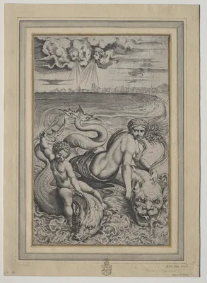 Love and Cupid Carried by Dolphins — Marco Dente