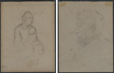 Mother and Child (recto); Profile Bust of a Man (verso) — Paul Gauguin