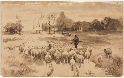 Shepherd with His Flock — Anton Mauve