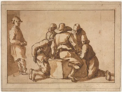 Genre Scene of Young Men Playing a Game — Federico Zuccari