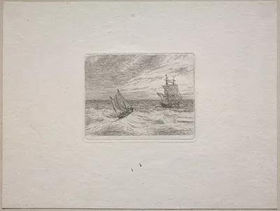 Rough Seas with a Two-master and Sailboat — Johan Christian Dahl
