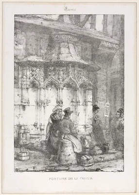 Architectural Remains and Fragments: Rouen - Fontaine de la Crosse — Richard Parkes Bonington