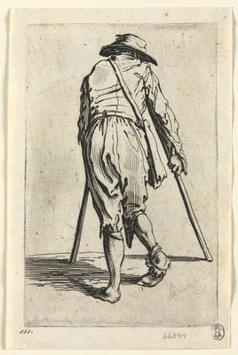 The Beggars: Beggar on Crutches, Wearing a Hat — Jacques Callot