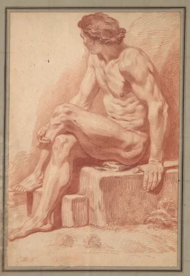 Seated Male Nude — Claude Gillot