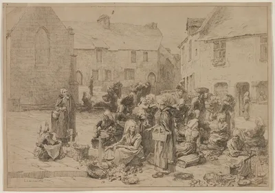 The Apple Market at Landerneau — Léon Augustin Lhermitte