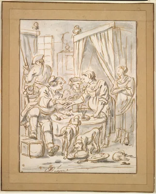 Interior Scene with Soldiers at a Table — Charles Parrocel
