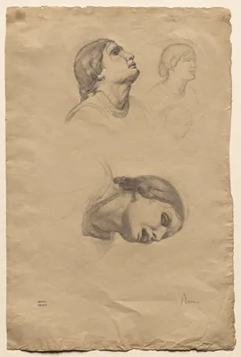 Four Studies of the Head of a Young Italian Woman — Edgar Degas