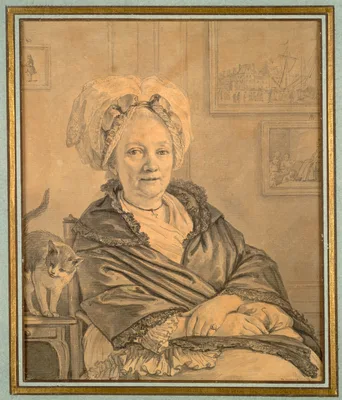 Seated Woman with a Cat — Jean-Michel Moreau