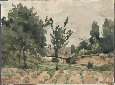 Landscape with Farmhouse — Henri Harpignies